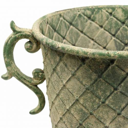 Floristik24 Metalkop antik mosgrøn Ø19,5cm H37cm