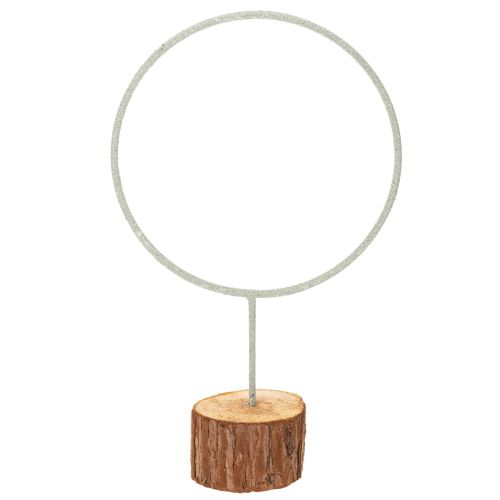 Dekorativ metalring på træfod til borddekoration, 43 cm