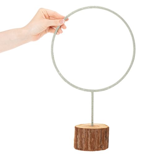 Dekorativ metalring på træfod til borddekoration, 43 cm | Floristik24.dk