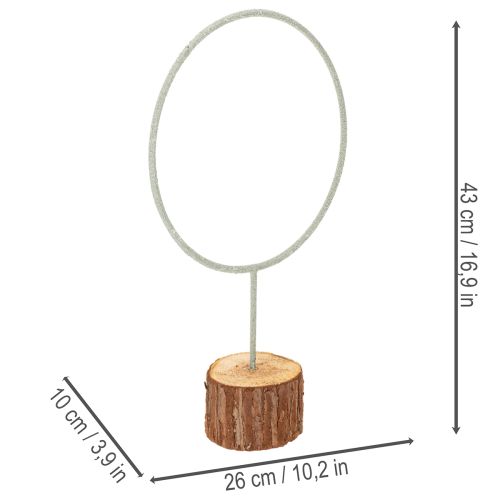 Dekorativ metalring på træfod til borddekoration, 43 cm | Floristik24.dk