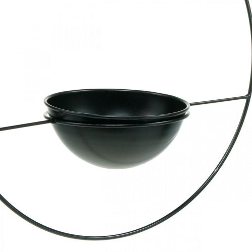 Artikel Plantekrukke til ophængning af sort metalring Ø38cm med skål Ø15cm