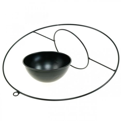 Artikel Plantekrukke til ophængning af sort metalring Ø38cm med skål Ø15cm