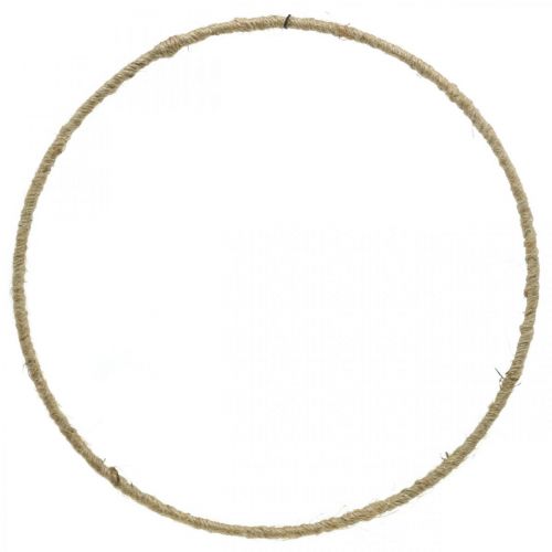 Dekorring metalomviklet jutesnor metalring Ø25cm 10stk