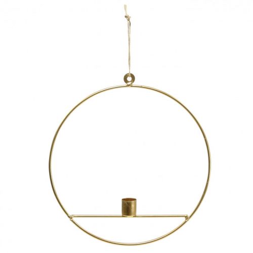 Artikel Lysestage til ophæng af gylden metal dekorativ ring Ø25cm 3stk