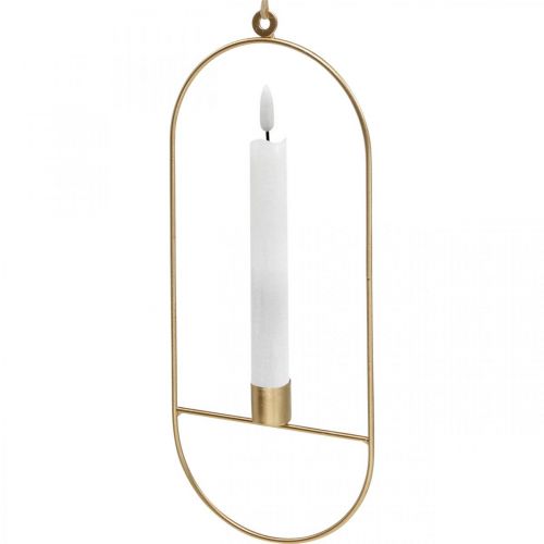 Floristik24 Lysestage til ophængning af gyldent ovalt metal 13 × 30,5 cm 3stk