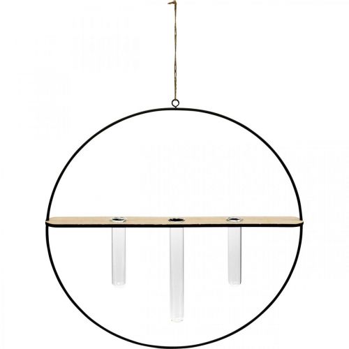 Dekorativ ring til ophæng med glas metal sort Ø35cm