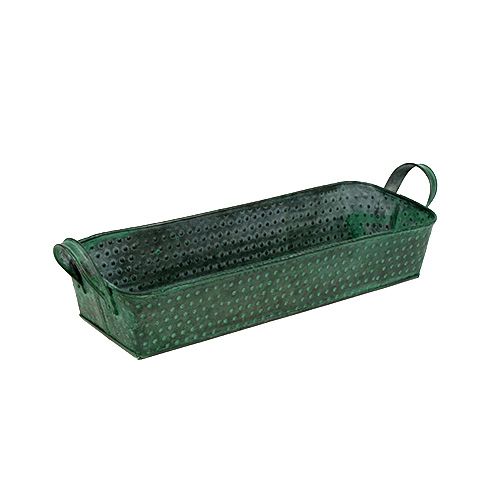 Floristik24 Metalskål firkantet grøn 30 cm x 11 cm H6cm