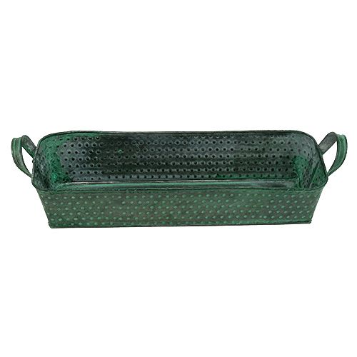 Floristik24 Metalskål firkantet grøn 30 cm x 11 cm H6cm