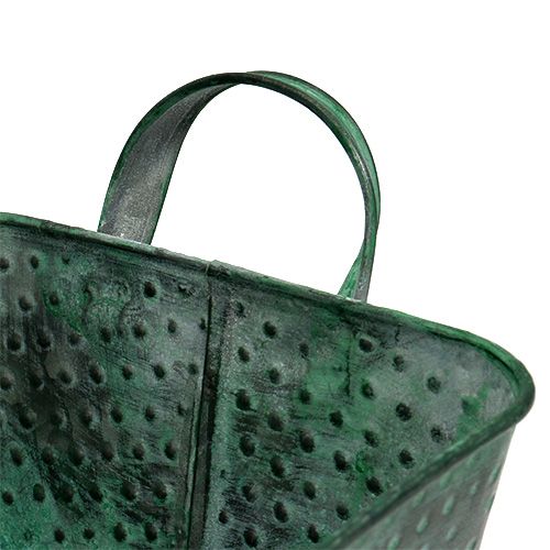 Floristik24 Metalskål firkantet 36cm x 15cm H8cm grøn