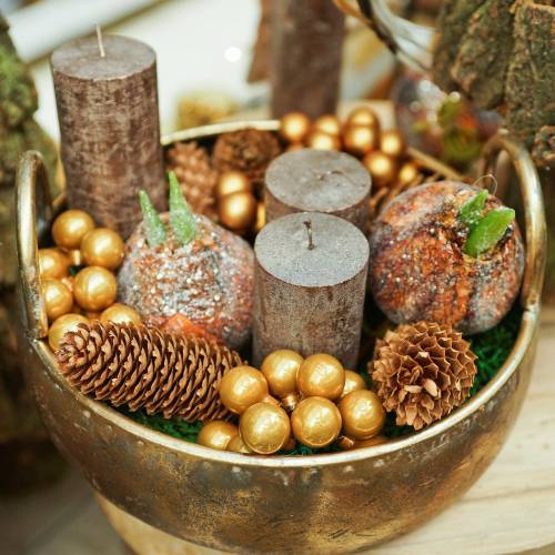 Floristik24 Metalskål med håndtag, antikt look, gylden Ø47 / 38 / 31cm, sæt med 3