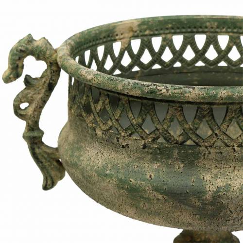 Floristik24 Dekorativ kop antik look metal mosegrøn Ø19cm H35,5cm