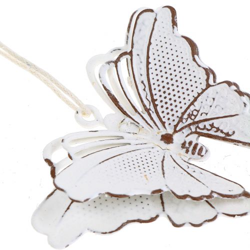 Floristik24 Metal sommerfugl til at hænge hvid 7cm 6stk