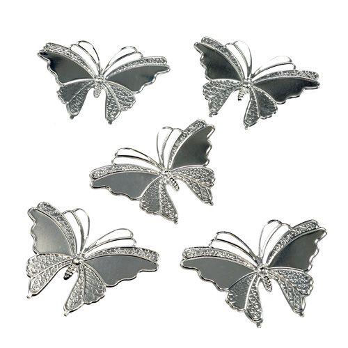 Floristik24 Metal sommerfugle sølv 6,5 cm 25stk