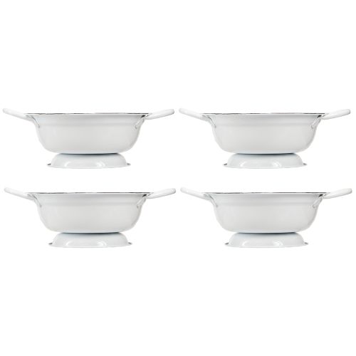 Artikel Metal Skål Dekoration Hvid Sort Ø16,5cm H6,5cm 4stk