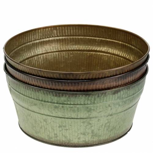 Floristik24 Planteskål orange / brun / grøn zink Ø27cm H12cm sæt med 3