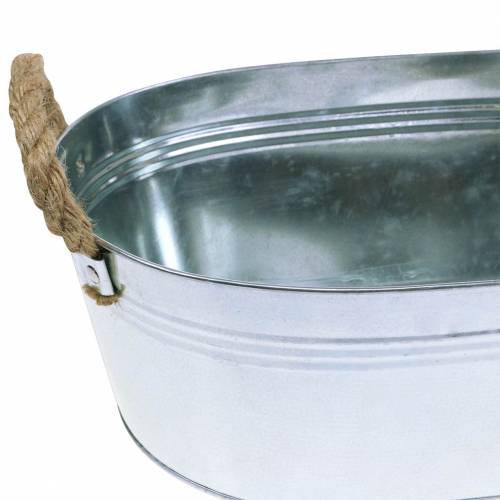 Floristik24 Planter zink karbad med jutehåndtag sølv 34,5 cm H11,5cm