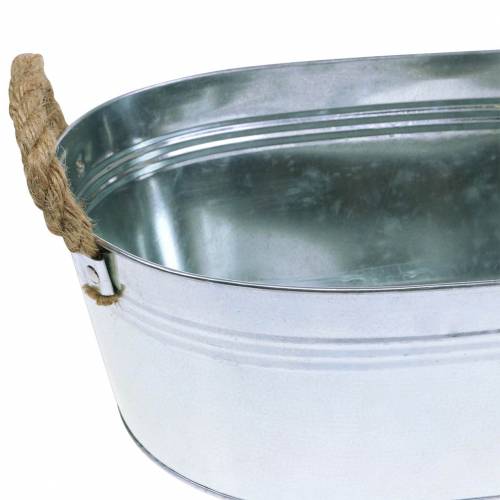 Artikel Planter zink karbad med jutehåndtag sølv 34,5 cm H11,5cm