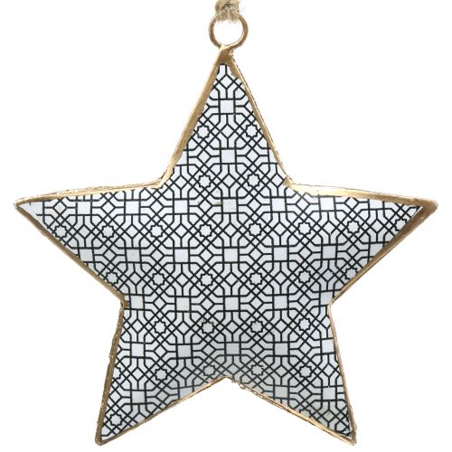 Floristik24 Metal stjerne sort og hvid 10cm 3stk