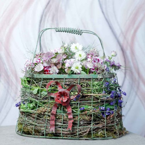 Floristik24 Metalpose, trådkurv, planter, håndtagskurv L34cm H33cm