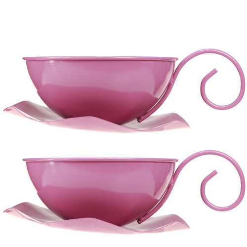 Artikel Metalkop Ø16cm H9cm dekorativ kop med underkop pink 2stk
