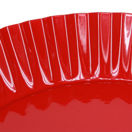 Artikel Metalplade retro dekorativ tallerken med fod rød metal Ø24cm 2 stk.
