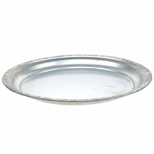 Artikel Dekorativ plade metal sølv skinnende Ø36cm H3cm