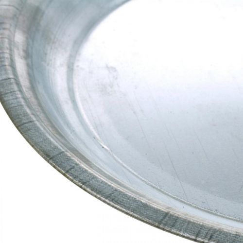 Artikel Dekorativ tallerken, arrangementsfod, metalplade sølv, borddekoration Ø26cm