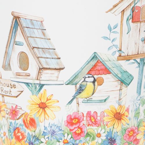 Artikel Metalpotte med motiv, plantekasse med fuglehuse, blikspand H13cm Ø11,5cm