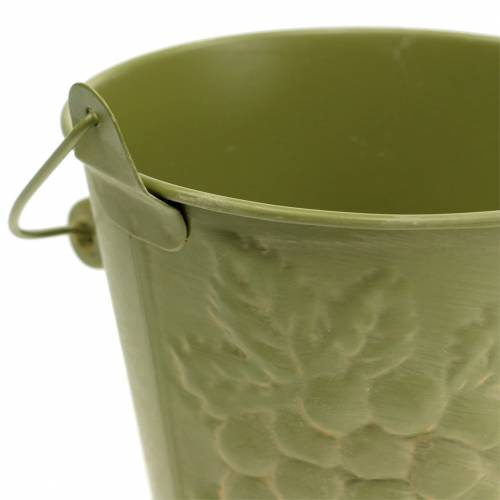 Artikel Dekorativ spand frugter vasket gul, orange, grøn Ø15cm H14cm sæt med 3 stk.