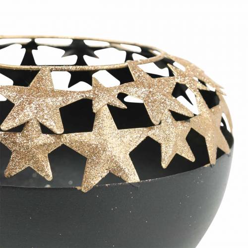 Floristik24 Bordpynt julekar med stjerner sort, gylden Ø14cm H10,5cm