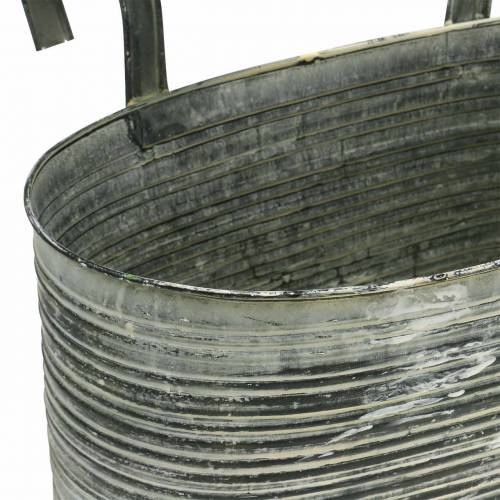 Artikel Planteskål zinkpotte oval til ophængning af antik creme 30×16,5cm H14,5cm