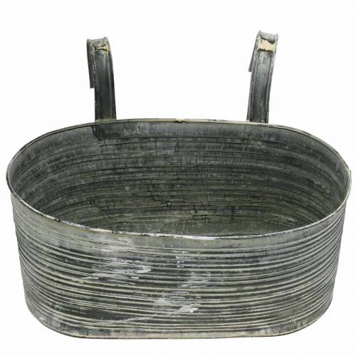 Floristik24 Planteskål zinkpotte oval til ophængning af antik creme 30×16,5cm H14,5cm
