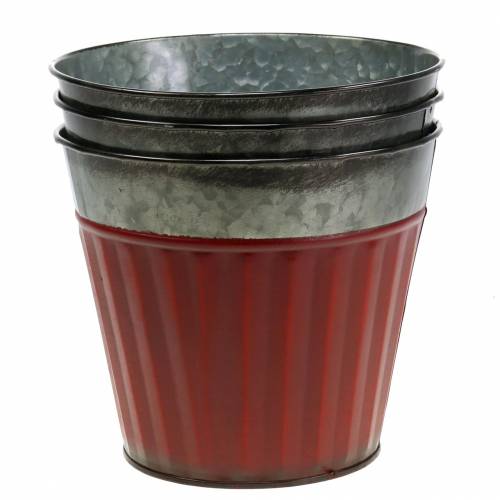 Floristik24 Plante pot rød-sølv Ø13cm H11cm sæt med 4