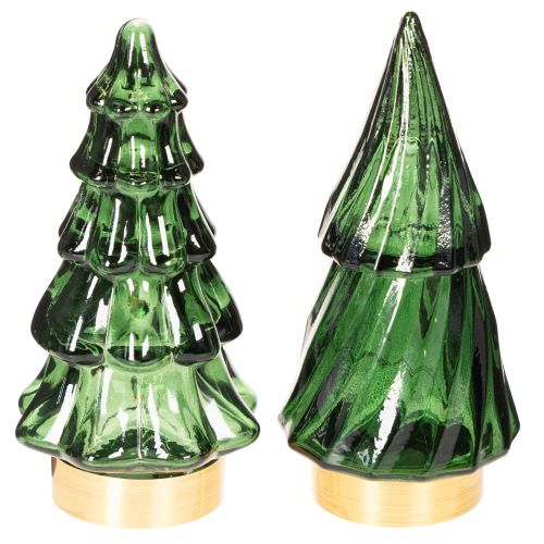 Glasjuletræ med LED-lys, borddekoration, jul, 13 cm, 2 stk. købe | Floristik24.dk