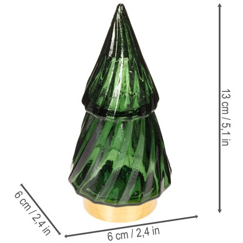 Glasjuletræ med LED-lys, borddekoration, jul, 13 cm, 2 stk. | Floristik24.dk