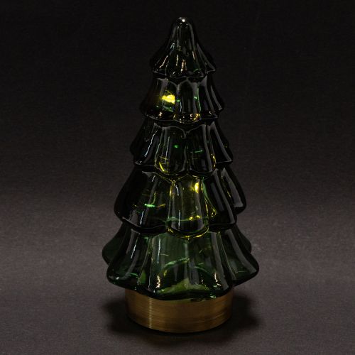 Glasjuletræ med LED-lys, borddekoration, jul, 13 cm, 2 stk. | Floristik24.dk