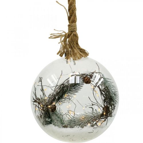 Floristik24 LED kuglesnegran indvendig Ø20cm 40L varm hvid timer