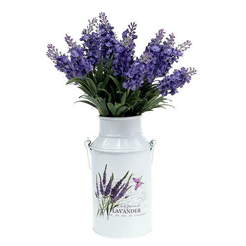 Floristik24 Mælkekande hvid med lavendelmotiv Ø6.8cm H18.5cm