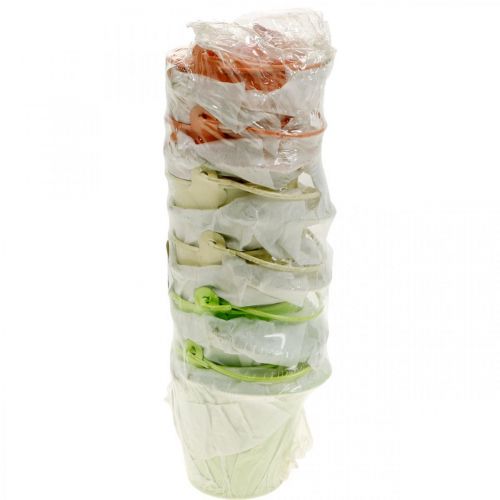 Floristik24 Mini tin spand pastelfarver diverse sommerdekoration Ø6cm H7cm 12stk