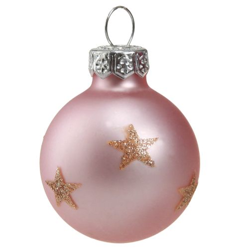 Floristik24 Mini juletræskugler glas pink bær guld Ø3cm 9 stk