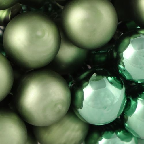 Artikel Mini juletræskugler glas på tråd grøn Ø1,5cm 140 stk