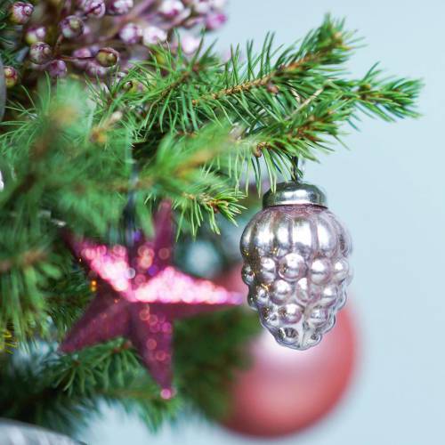 Floristik24 Mini juletræspynt blandet 4,5 cm sølv, lyserød assorteret 10stk