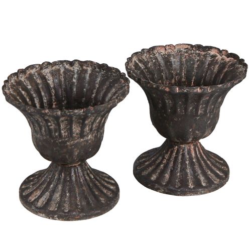 Floristik24 Mini dekorativ kop vintage metal sort rust Ø8cm H8,5cm 2stk