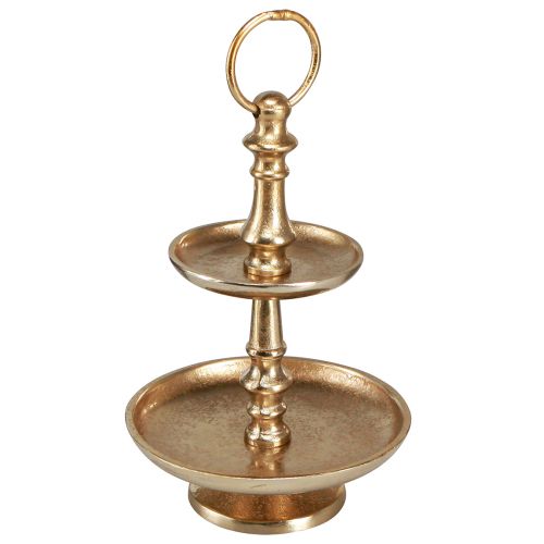 Floristik24 Mini etagere metaldekoration guld mat 2-lags borddekoration H22cm