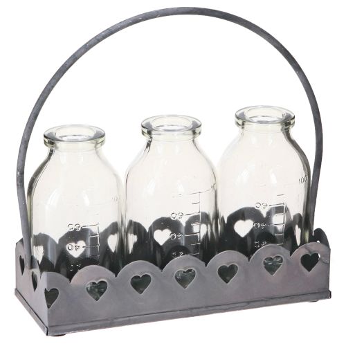 Miniflasker Dekorative vaser Bakke Rektangulær Grå 15,5x6cm