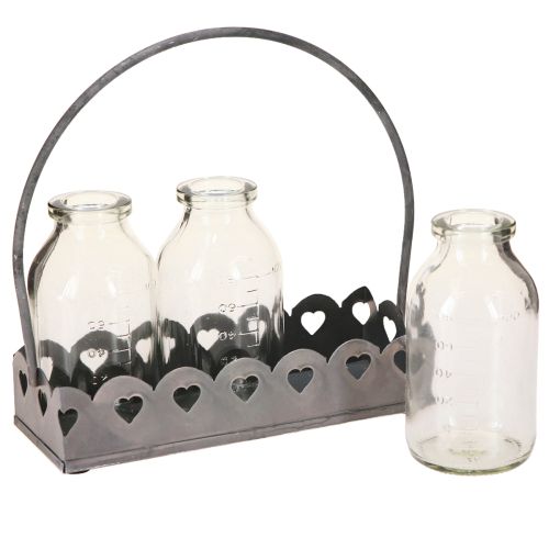 Artikel Miniflasker Dekorative vaser Bakke Rektangulær Grå 15,5x6cm