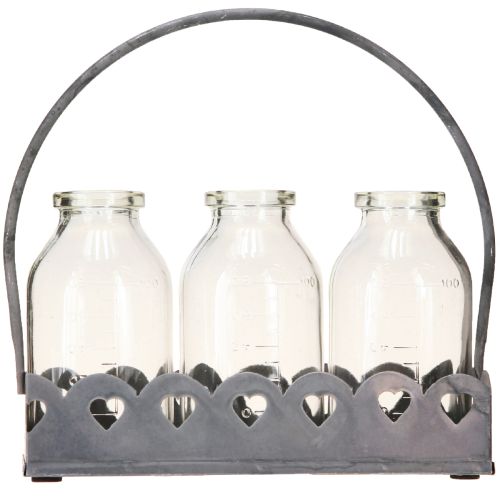 Artikel Miniflasker Dekorative vaser Bakke Rektangulær Grå 15,5x6cm