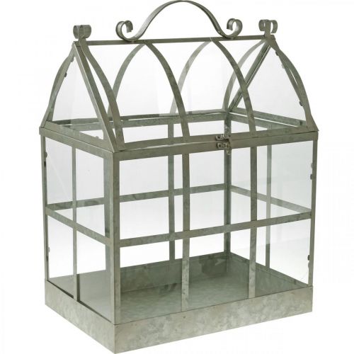 Floristik24 Mini Drivhus Lille Dekorativt Glashus Metal Glas H51cm