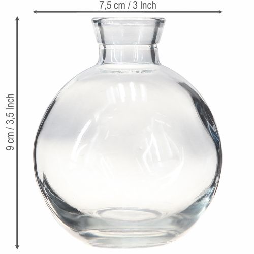 Artikel Mini Glasvaser Bulbous Blå Tonet Ø7,5cm H9cm 6 stk