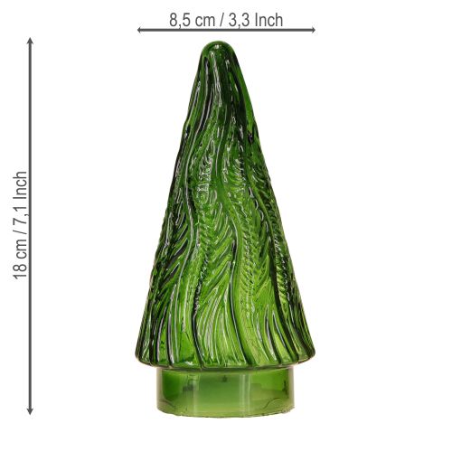 Artikel Mini juletræ i glas LED rød grøn brun 18 cm 3 stk.
